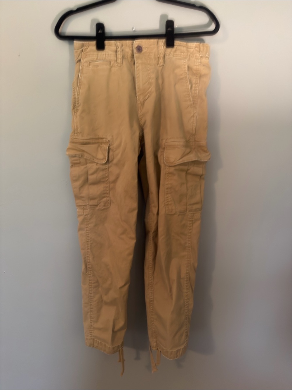 American Eagle Outfitters Tan Cargo Pants with Drawstring Hems